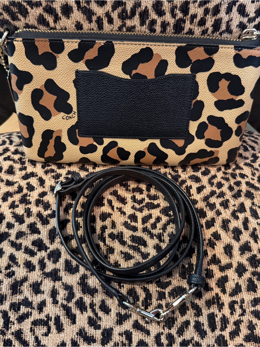 Coach Leopard Print Crossbody Bag in Tan and Black - Picture 3 of 16